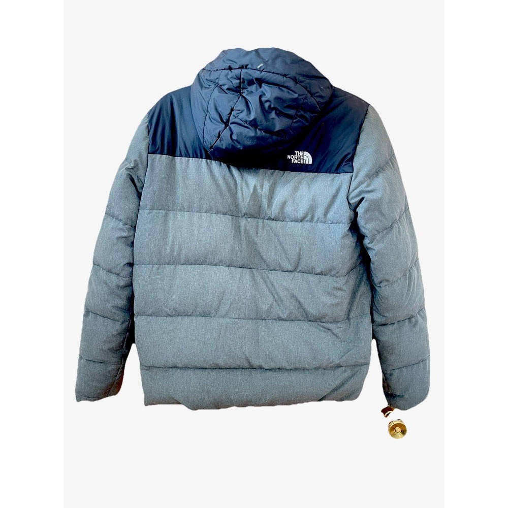 The North Face 550 Down Puffer Jacket Boys XXL 18/20 Grey Hooded Coat - Picture 3 of 6